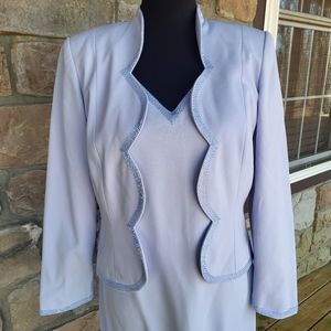Maxi dress, lt blue/periwinkle, Size 8, 2 piece, scallop edges